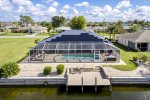 Bird Eye View of Back Patio and Dock from La Florida