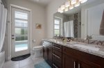 Double Sinks and Shower Tub Combo for Guest Bathroom with Pool Access