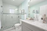 Hallway/Guest Bathroom with Shower and Sink