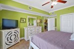 Master bedroom with King bed, access to balcony, and Gulf views