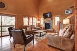 Cloud 9 Cabin living room with leather furniture.  