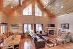 Arrow Lodge- Dining area  with vaulted ceiling.