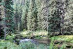 Black Bear Lodge deck view of stream.