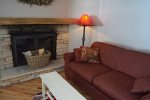 Pullout Couch and Wood Burning Fireplace