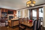 Formal dining table and bar seating 