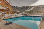 The shared pool is heated, and open year round 