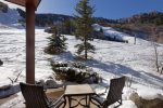 Your back patio is situated right on Aspen Mountain. Ski right back to your condo for a quick lunch break and soak in the views