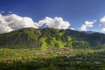 The town of Aspen sits right at the base of Aspen Mountain.