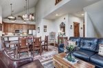 Vaulted ceilings throughout open living area