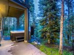 Forested mountains surround the rental