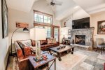 Spacious living room with vaulted ceilings