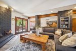 Living Room with Wood Burning Fireplace