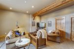 Game Room - Gas fireplace, pool table, Pop-A-Shot basketball game, darts board, wet bar with small refrigerator, dishwasher & microwave