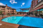 Four Outdoor Hot Tubs, Indoor/Outdoor Swimming Pool, Sauna, Movie room, Steam Room & Fitness Room, common grills located on Plaza level