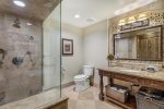 Separate soaking tub and shower