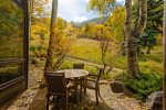 The patio is an ideal spot to sit and marvel at the fall beauty in Aspen.