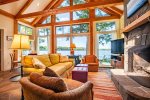 Living room and fireplace