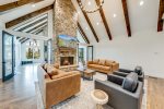 Great room with delightful stone fireplace