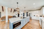 Kitchen island with inset stovetop