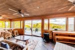 Sunroom with views to deck & mountains