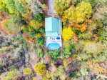 Aerial view of home & pool