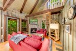 Living area with fireplace