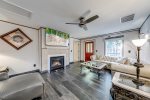 living room with gas fireplace