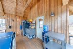 Hot tub with seating area & grill