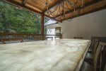 Custom lighted marble dining table