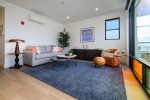 Cozy living room with pops of color and room to stretch out