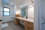 Fresh, modern, spacious and sparkling clean bathroom