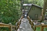 Steps from parking area to the cabin