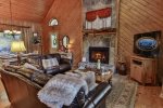 Living room opens to dining area