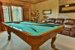 Lower level pool table in game room