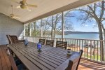 Outdoor dining area overlooking the lakefront