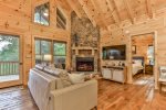 Great room with wood-burning fireplace 