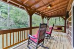 Front porch rockers overlooking the Cartecay River 