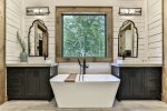 Double vanity and soaking tub