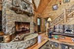 Great room with wood burning fireplace 