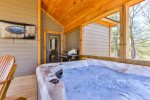 Enjoy Soaking In The Hot Tub On The Covered Party Porch