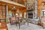 Real Stone Wood Burning Fireplace 
