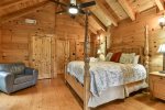 Upper Level Private Master King Bedroom With TV & Deck Access To Fireplace