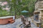Outdoor Area With Wood Fireplace & Hot Tub 