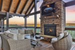 Outdoor Gas Fireplace Overlooking The North Georgia Mountains 