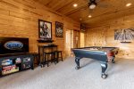 Lower Level Game Room With Pool Table & TV