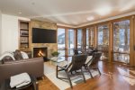 Living/Dining Area with Mountain Views, 75 TV, Gas Fireplace