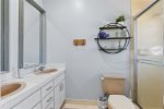 Bedroom 2`s ensuite bathroom with dual sinks