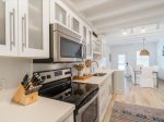 Fully stocked kitchen.