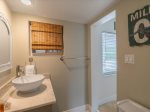 Main level bedroom with Workstation and TV with Ensuite Bathroom.