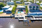 Aerial views of the home and canal 